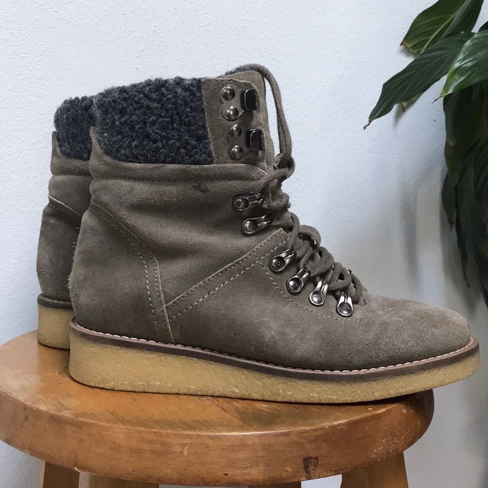 lace up suede winter boots with wool lining